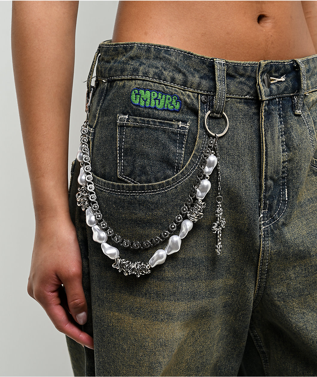 Ella Shea Pearl Silver Pocket Chain