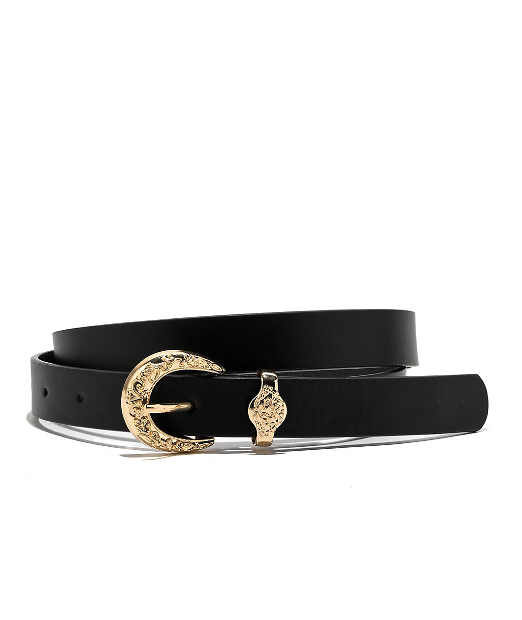 Ella Shea Slim Black & Gold Buckle Belt