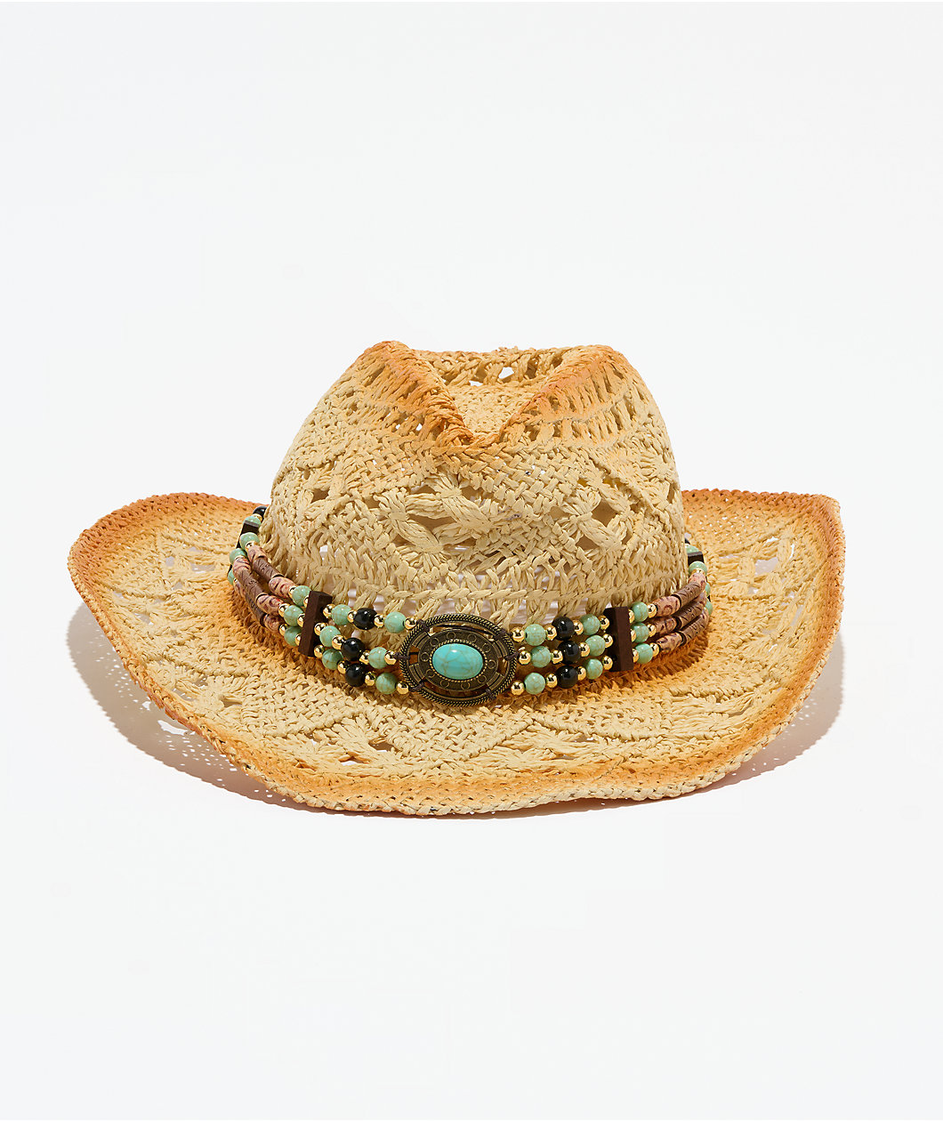 Ella Shea Turquoise Bead Woven Cowboy Hat