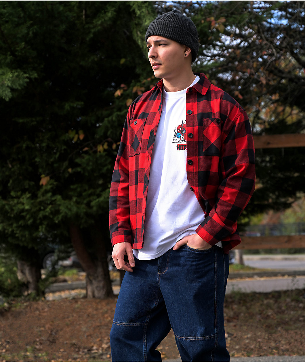 Empyre Akrin Red Plaid Flannel Shirt