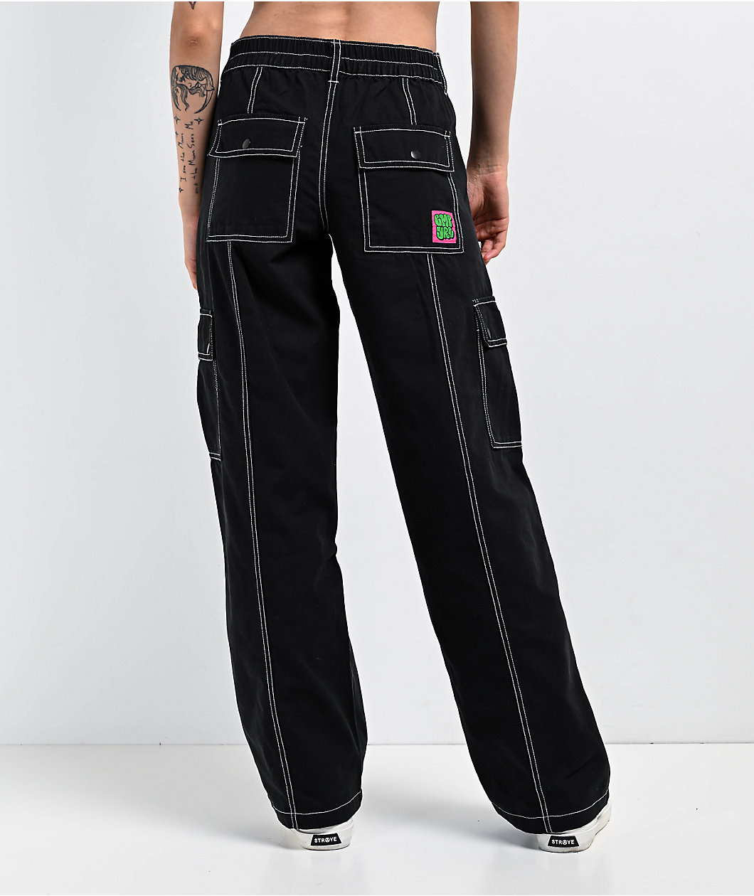 Empyre Alani Low Rise Black Relaxed Cargo Pants