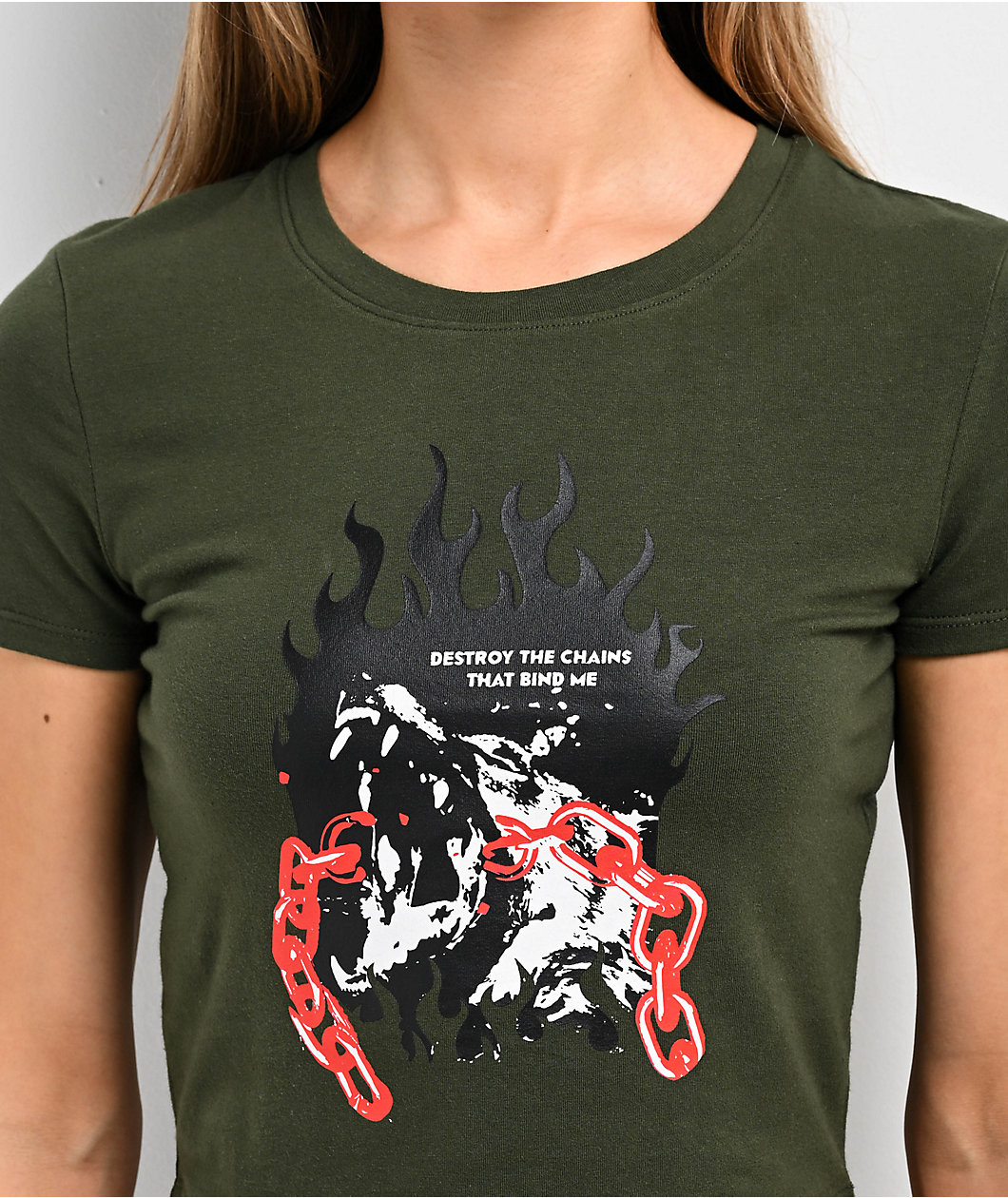 Empyre Amina Dog Green Crop T-Shirt
