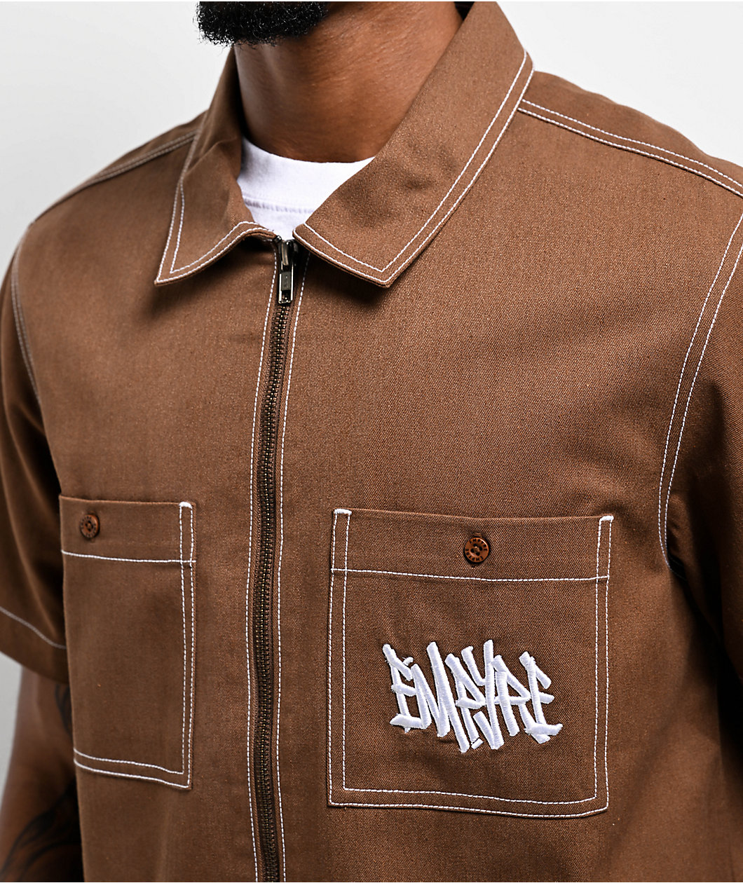 Empyre Amplify Bison Brown Zip Work Shirt