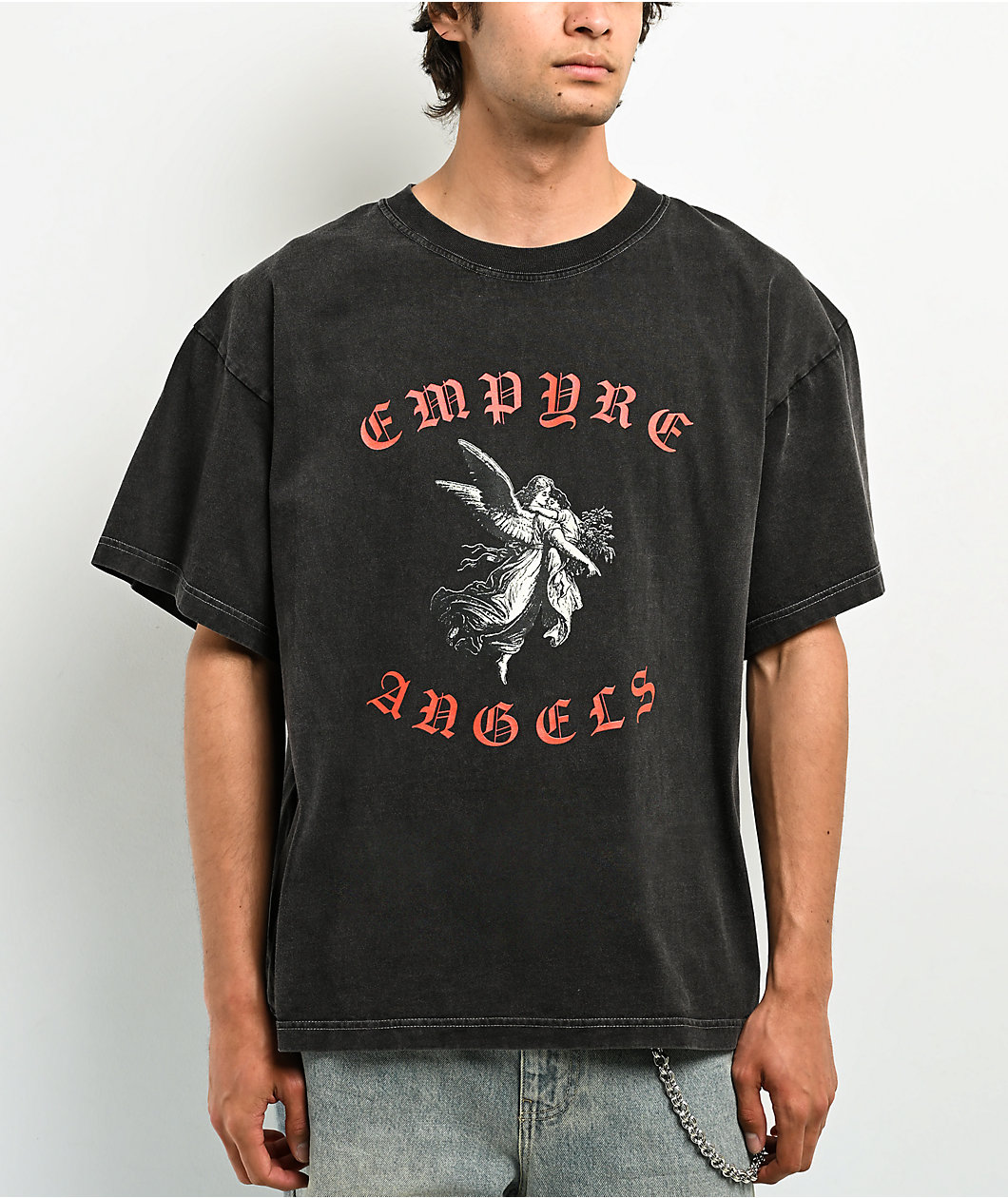 Empyre Angels Contrast Black Wash T-Shirt