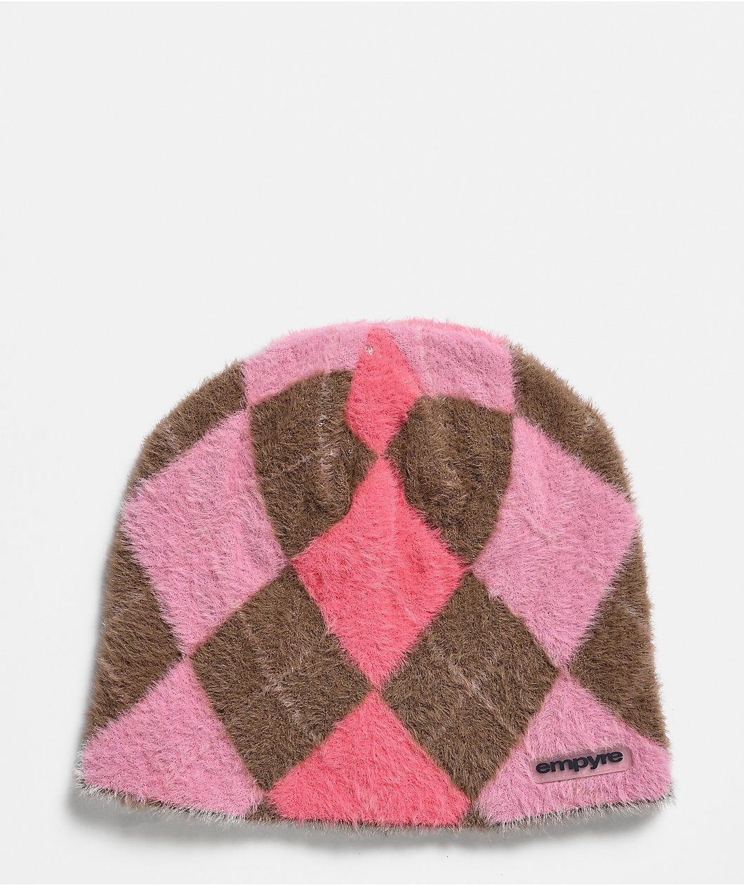 Empyre Argyle Shag Pink Skully Beanie