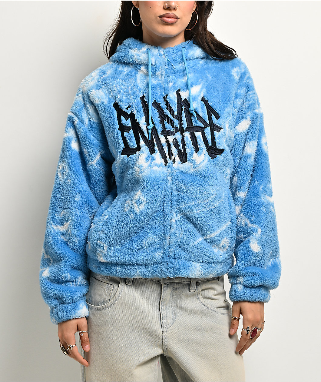 Empyre Atlas Blue & White Plush Zip Hoodie