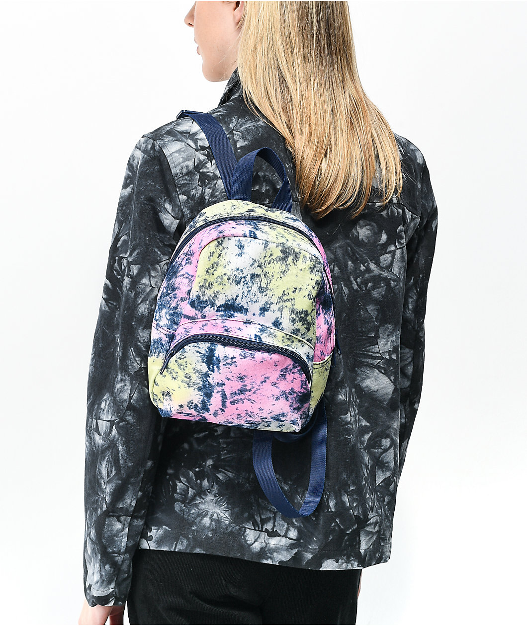 Empyre Axelle Mini Pink, Yellow & Blue Acid Wash Backpack