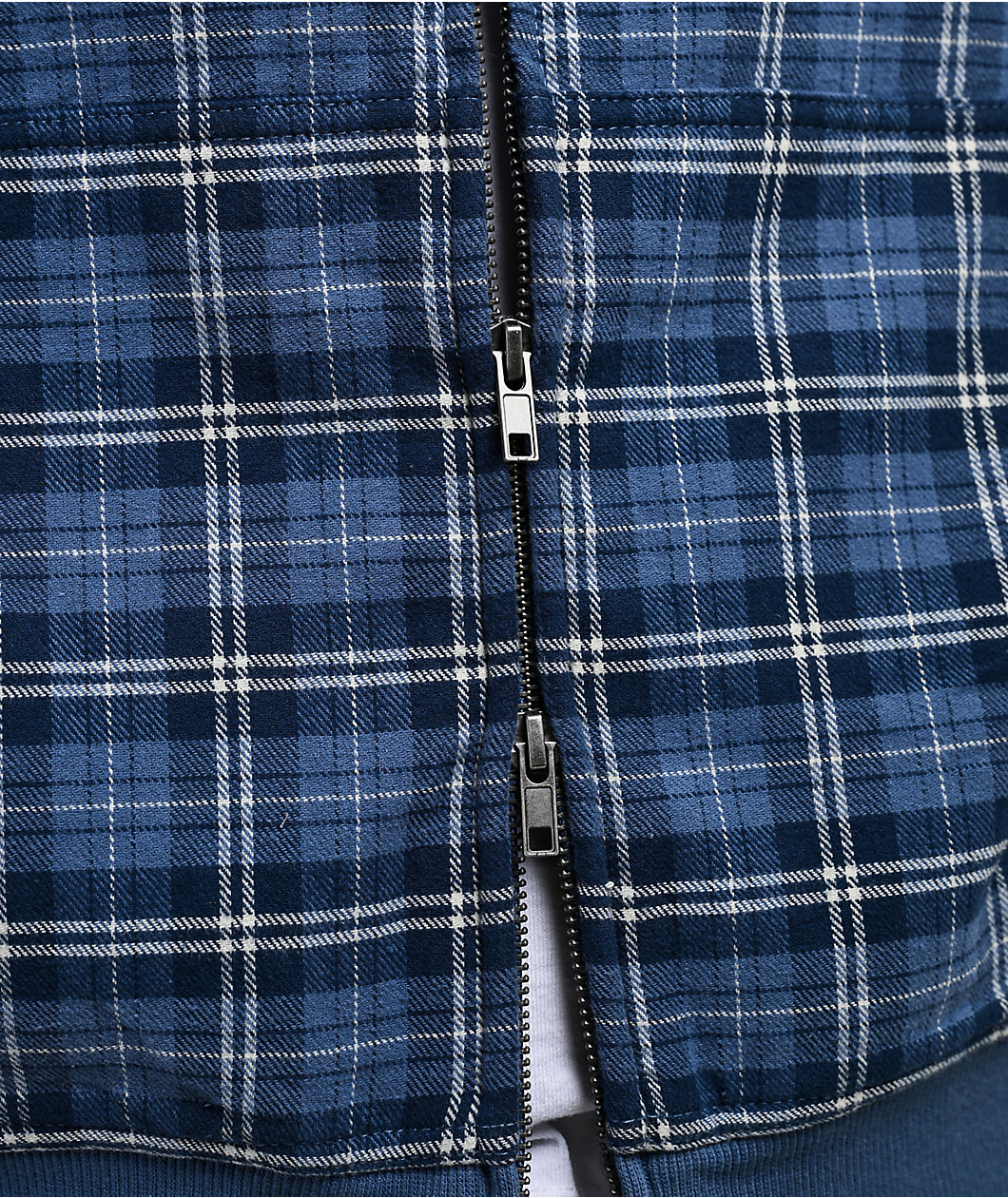 Empyre Beach Blue Plaid Crop Zip Hoodie