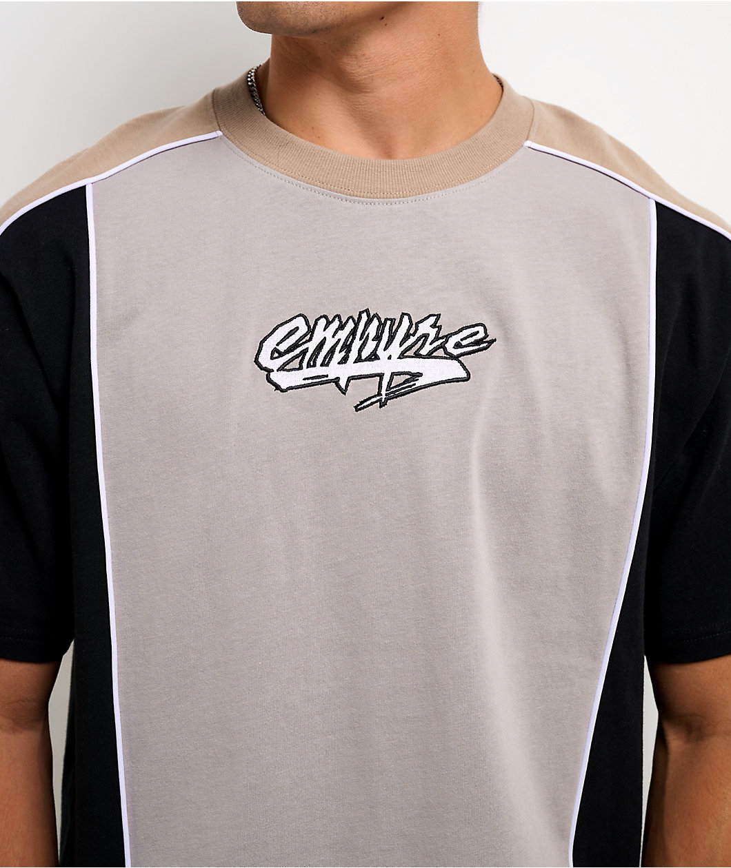Empyre Beach Break Blocked Beige Boxy T-Shirt