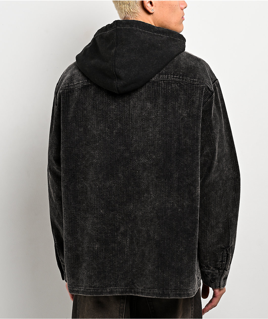 Empyre Black Wash Corduroy Zip Hoodie