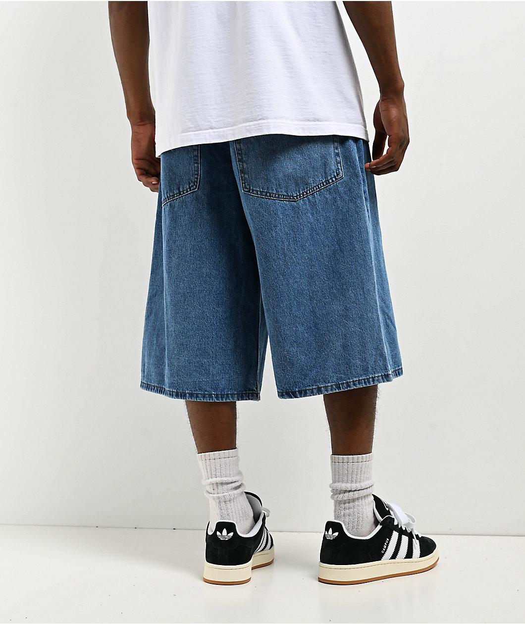 Empyre Blake Ultra Wide Blue Denim Skate Shorts