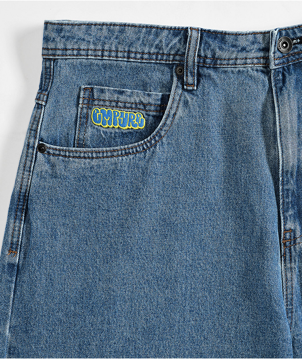 Empyre Blake Ultra Wide Blue Denim Skate Shorts