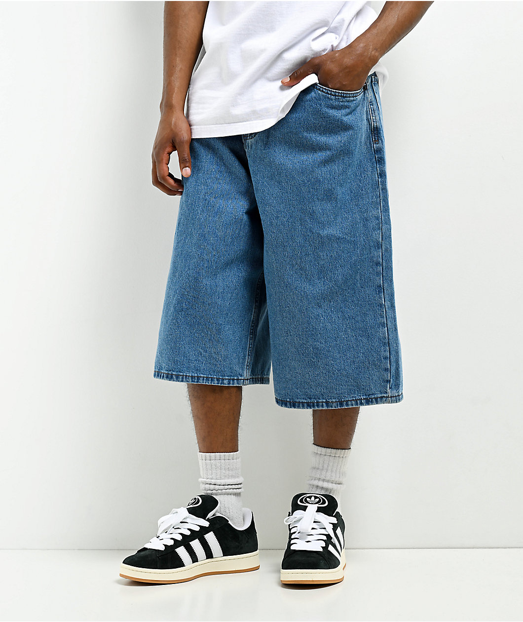 Empyre Blake Ultra Wide Blue Denim Skate Shorts