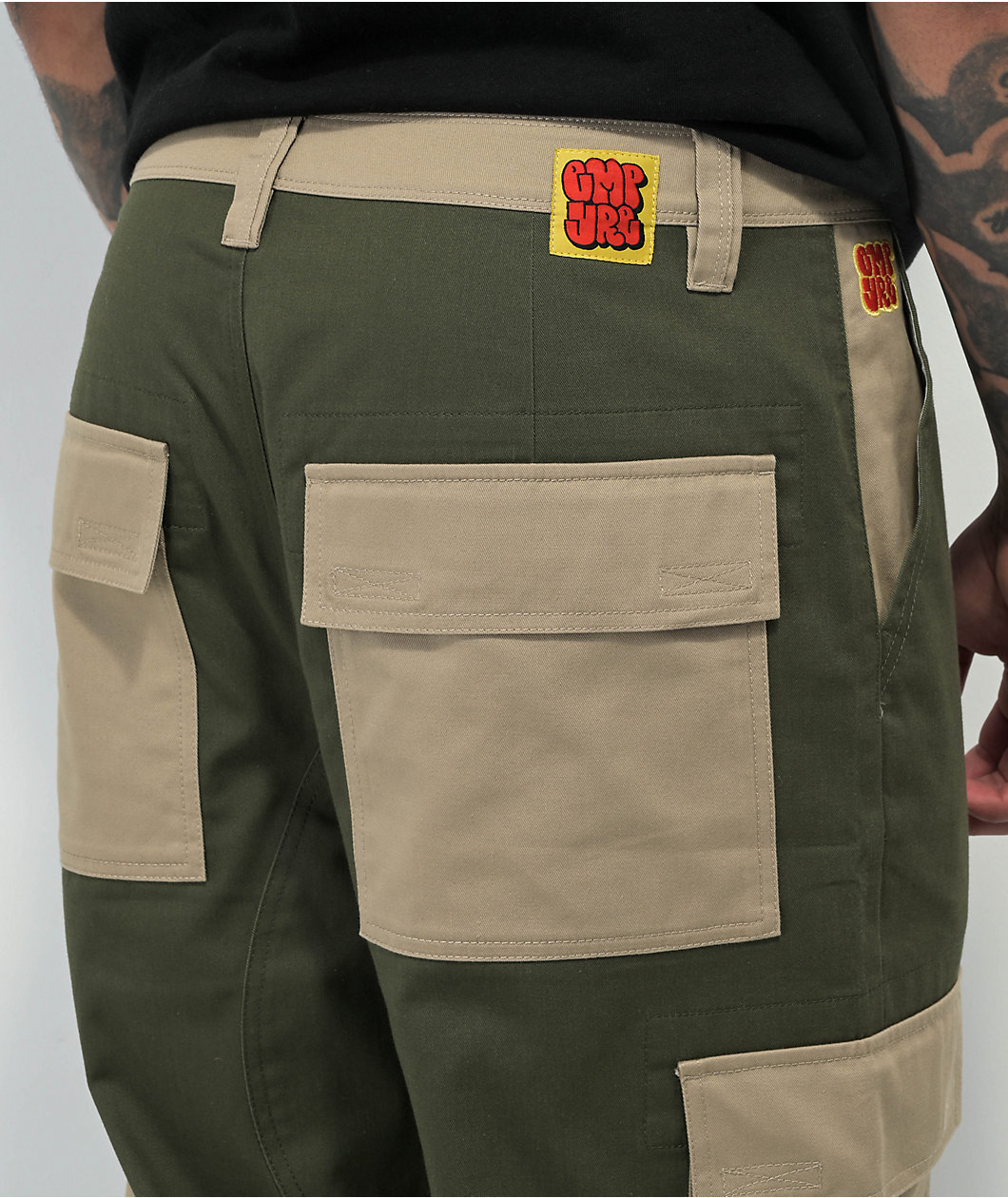 Empyre Blocked Olive & Khaki Cargo Skate Pants
