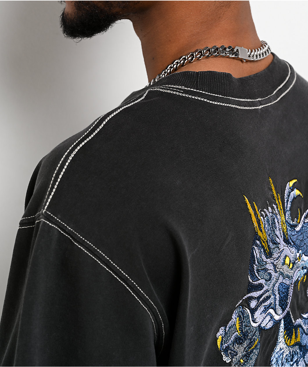 Empyre Blue Dragon Charcoal Wash Boxy T-Shirt