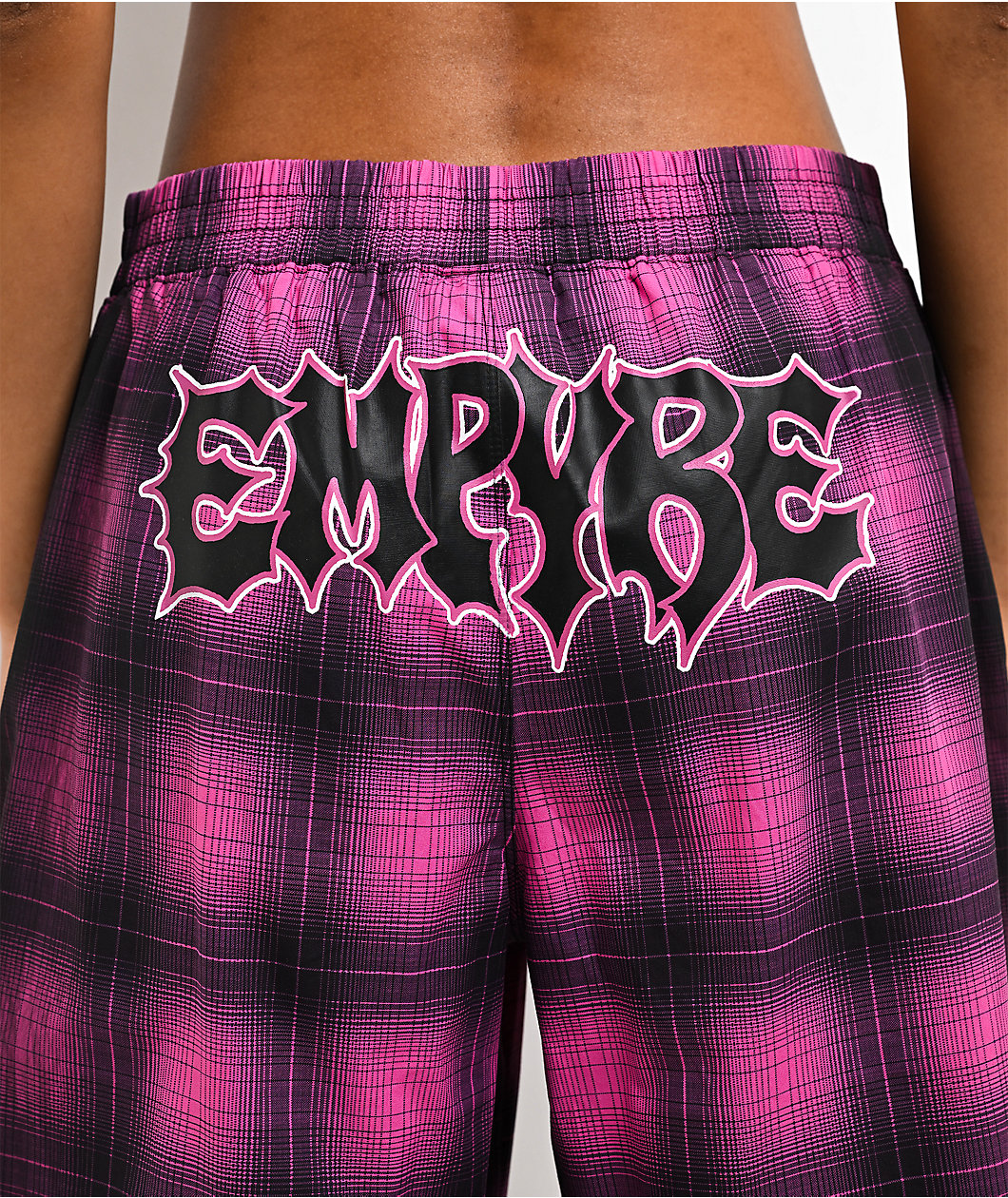 Empyre Bobbi Pink & Black Plaid Oversized Boxer Shorts