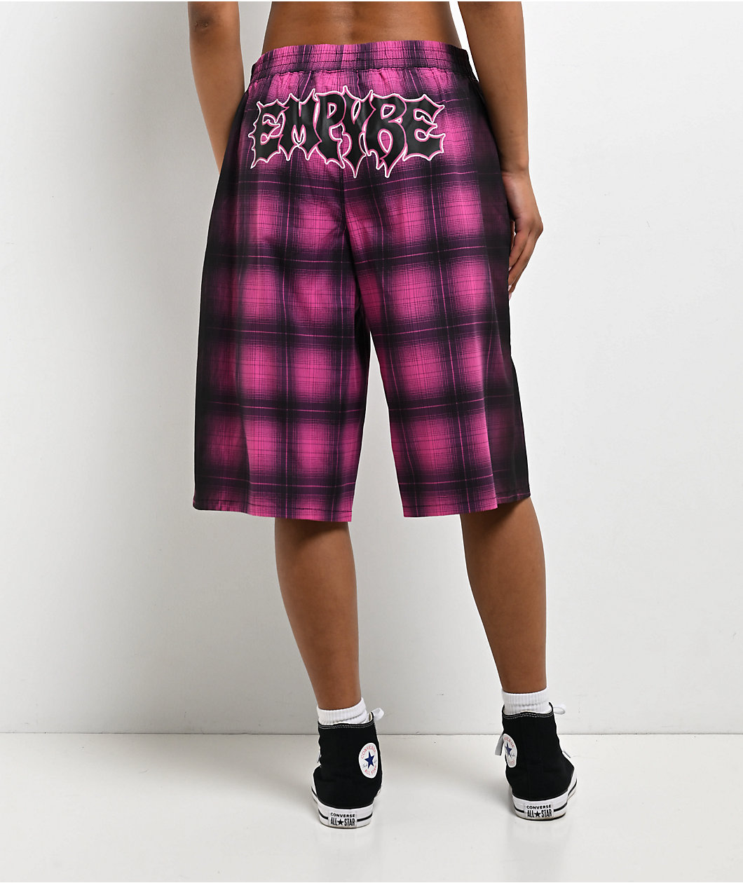 Empyre Bobbi Pink & Black Plaid Oversized Boxer Shorts