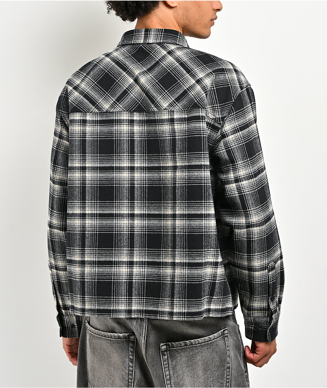 Empyre Boxy Black & White Flannel Shirt