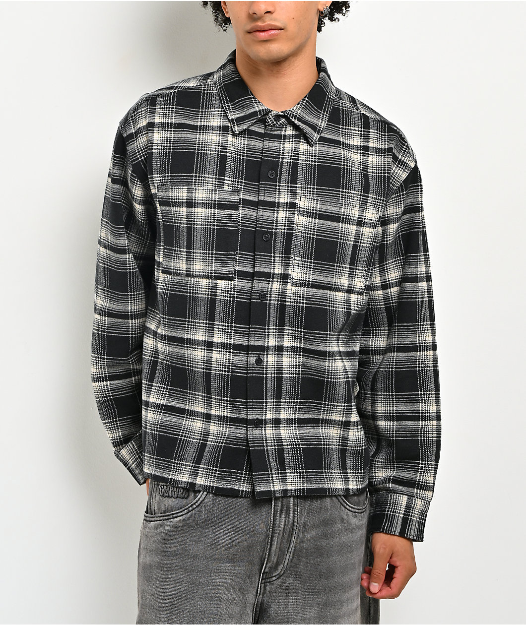 Empyre Boxy Black & White Flannel Shirt