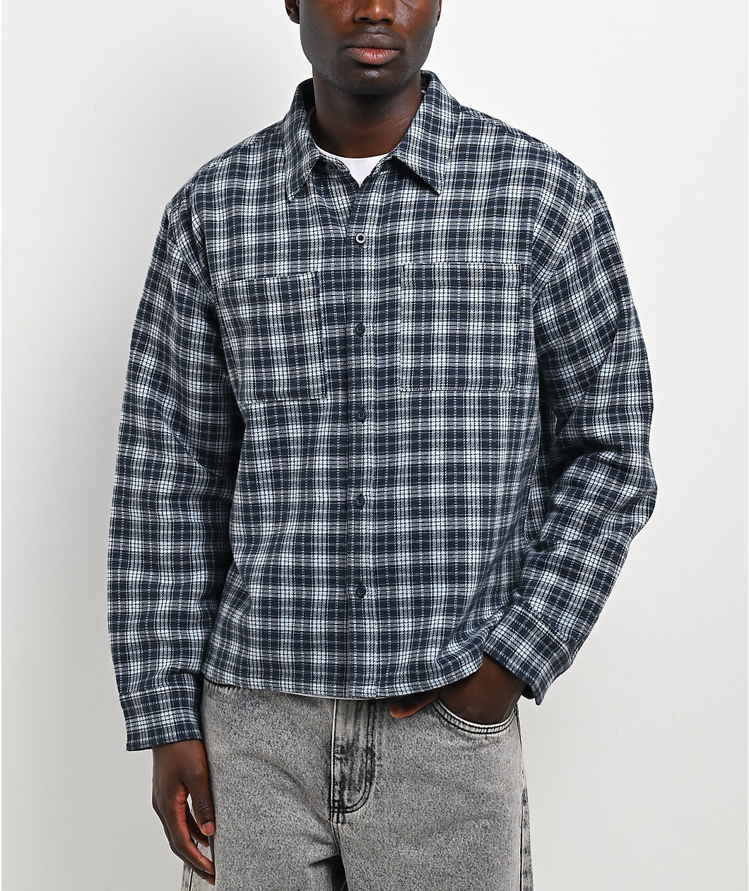 Empyre Boxy Blue Flannel Shirt