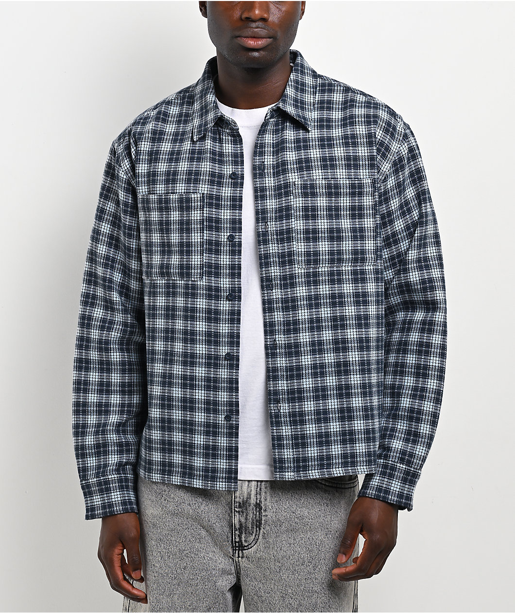 Empyre Boxy Blue Flannel Shirt