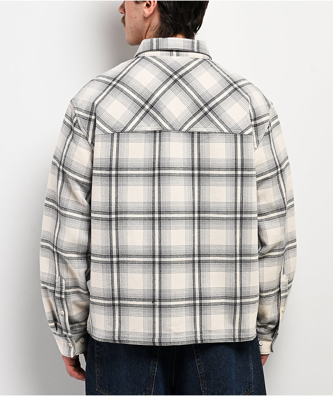 Empyre Boxy Off White & Grey Flannel Shirt
