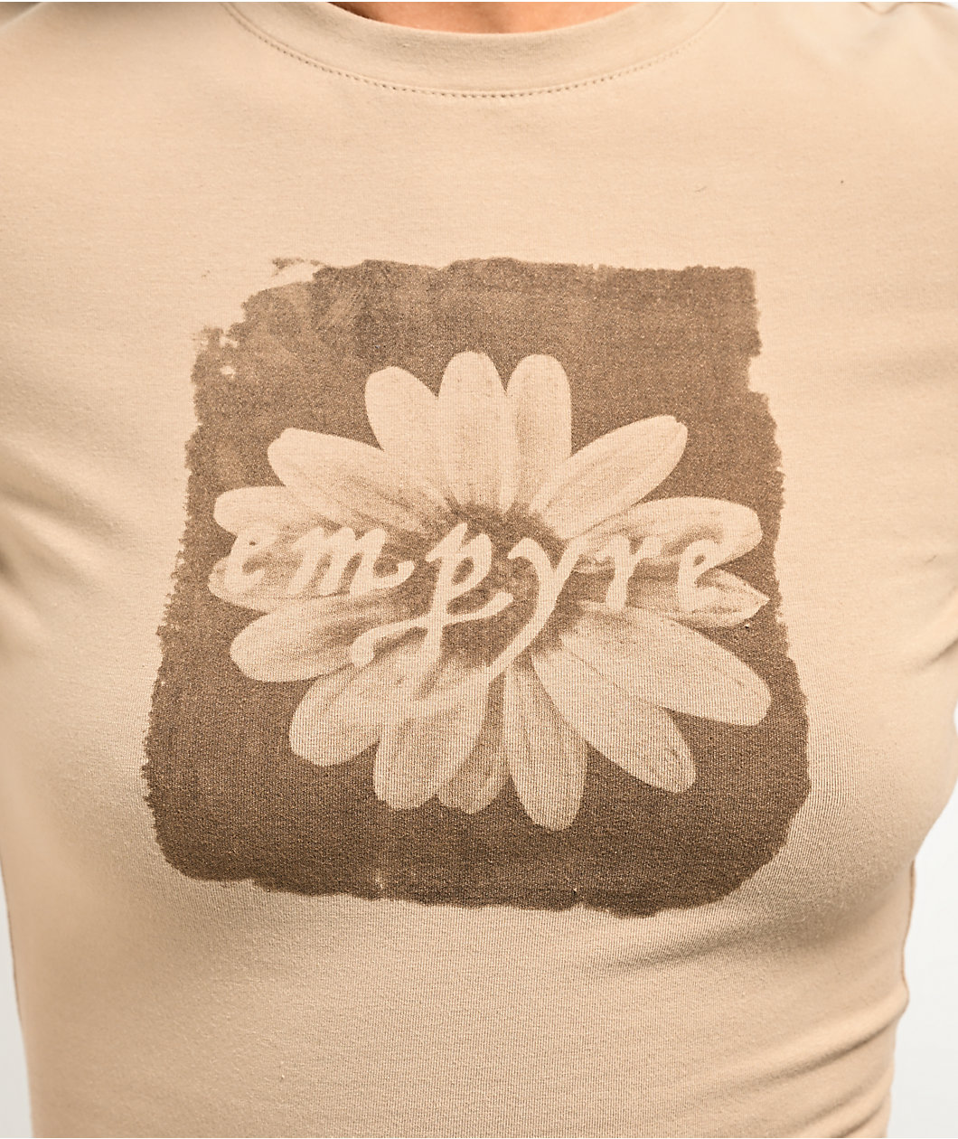 Empyre Brianna Blooming Beige Crop T-Shirt