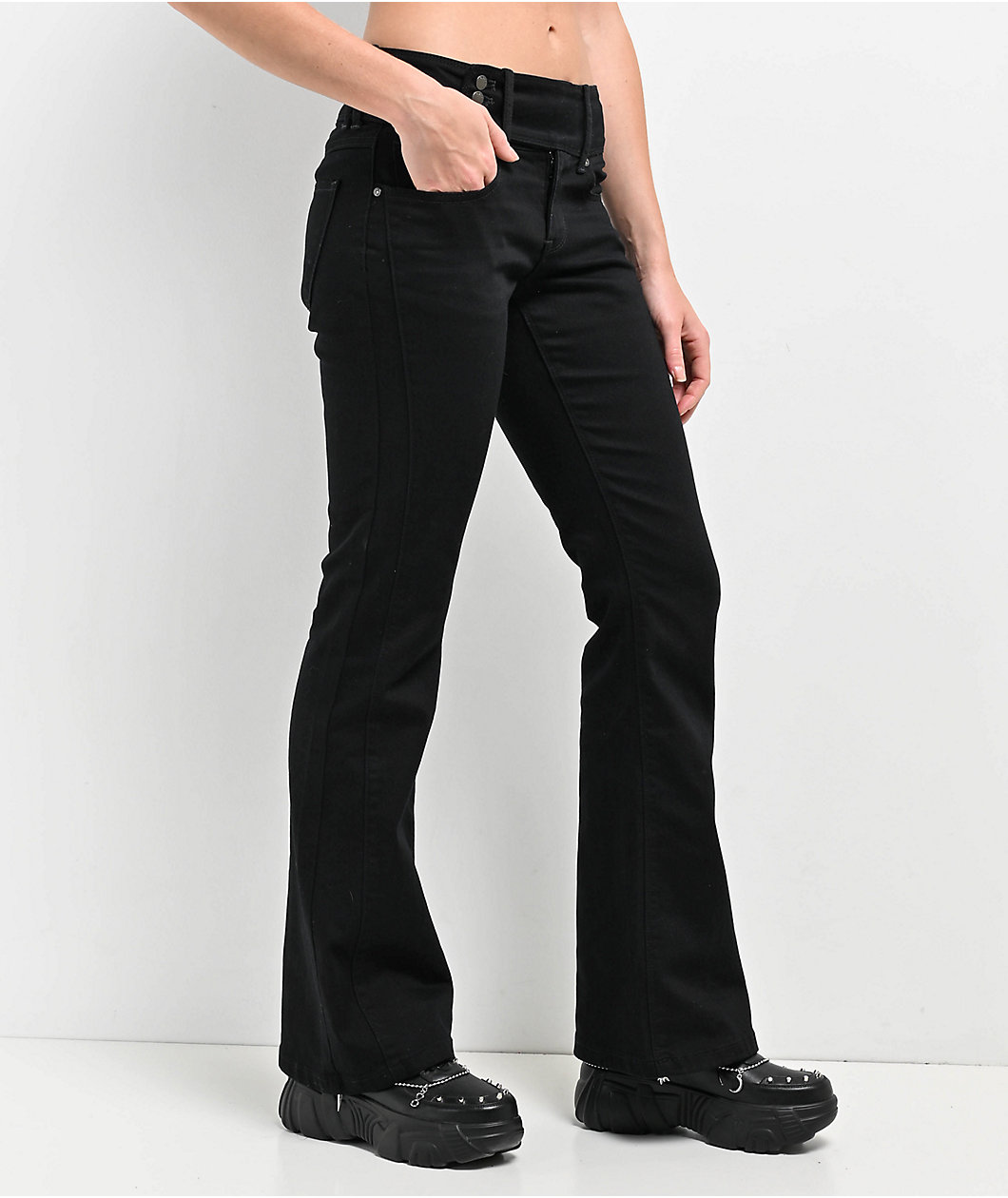 Empyre Britt Y2K Black Low Rise Flare Jeans