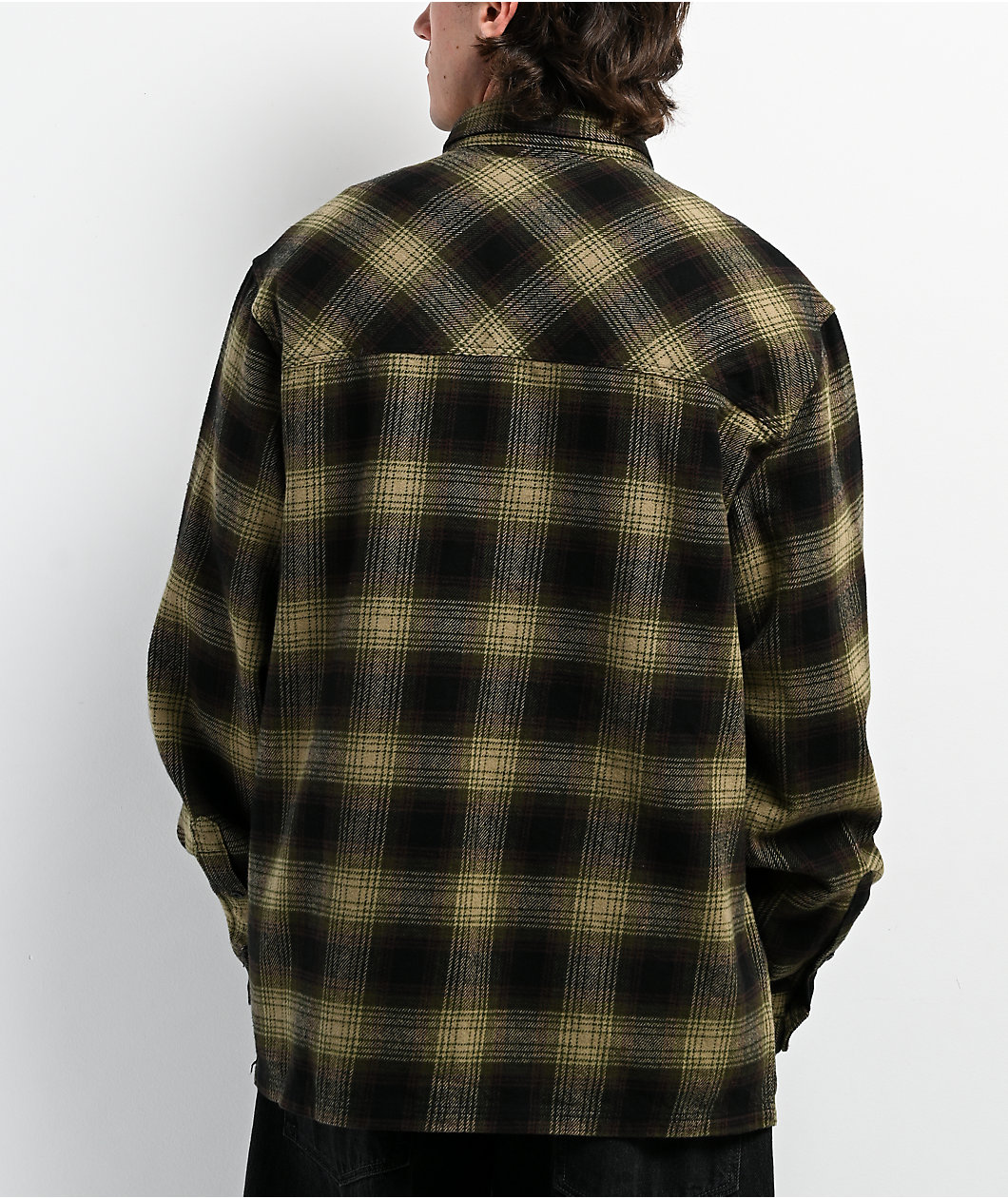 Empyre Browser Black & Green Plaid Flannel Shirt