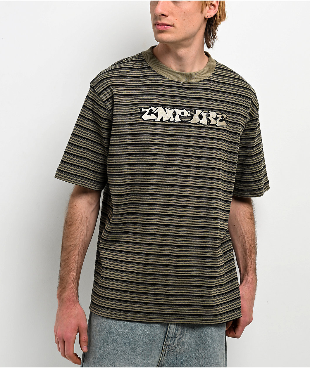 Empyre Bulletproof Green Stripe Knit T-Shirt