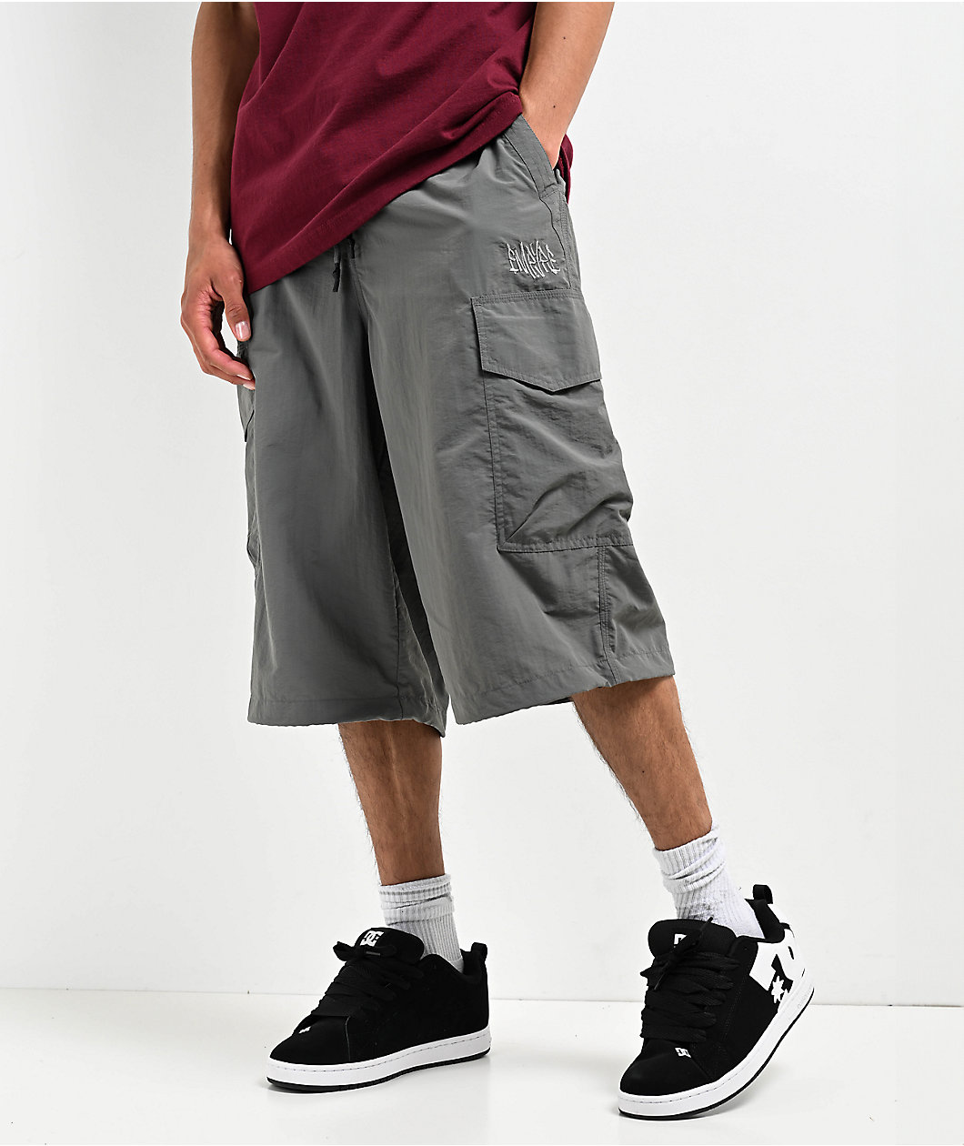 Empyre Canopy Dark Grey Loose Fit Cargo Shorts