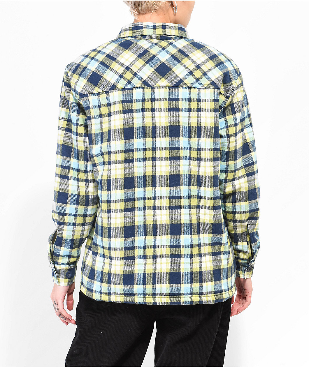 Empyre Cayden Blue & Green Flannel Sherpa Jacket