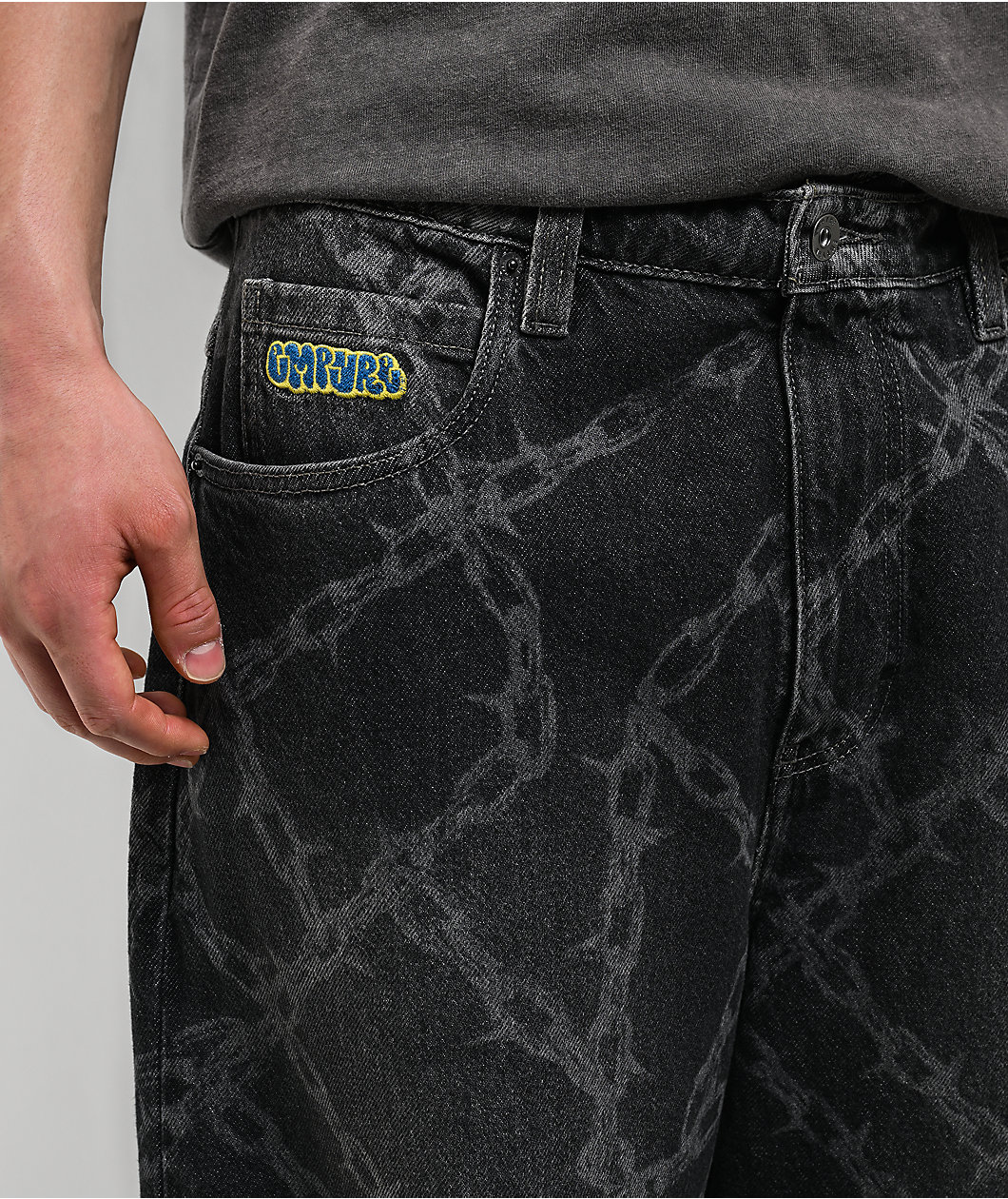 Empyre Chains Grey Wash Ultra Wide Skate Jeans
