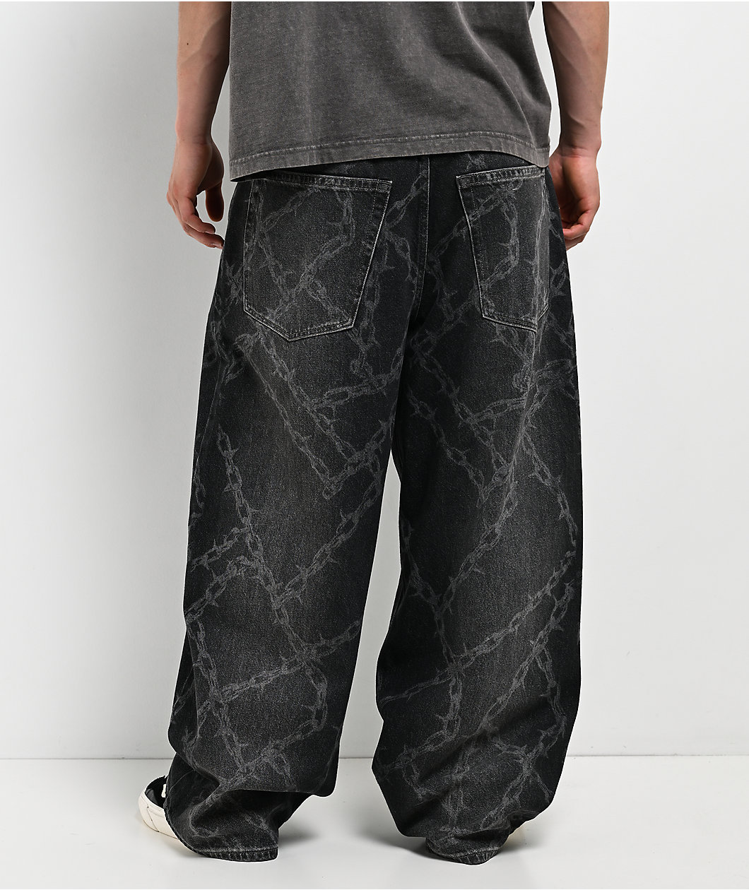 Empyre Chains Grey Wash Ultra Wide Skate Jeans