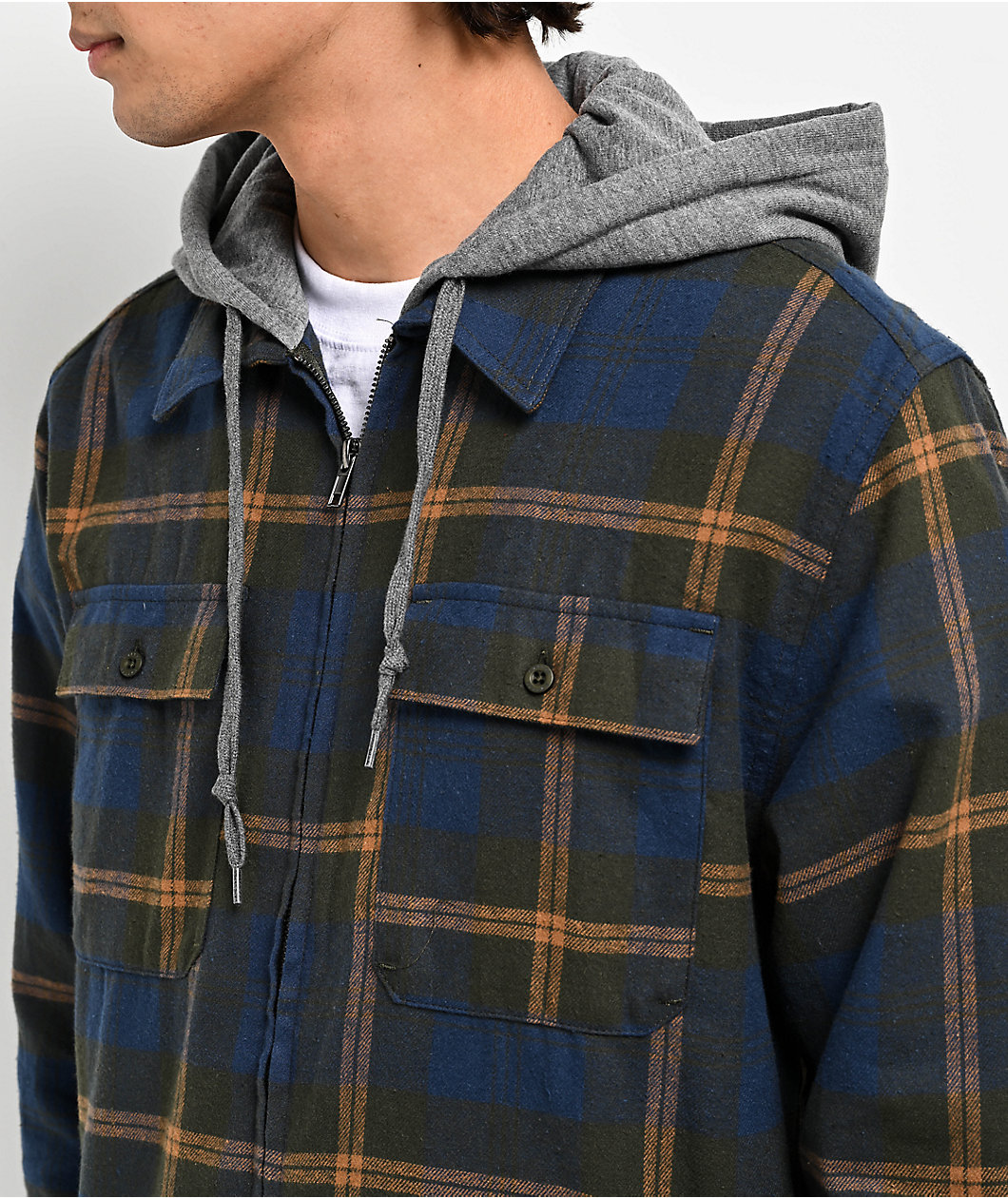 Empyre Chancer Blue & Yellow Hooded Flannel Shirt