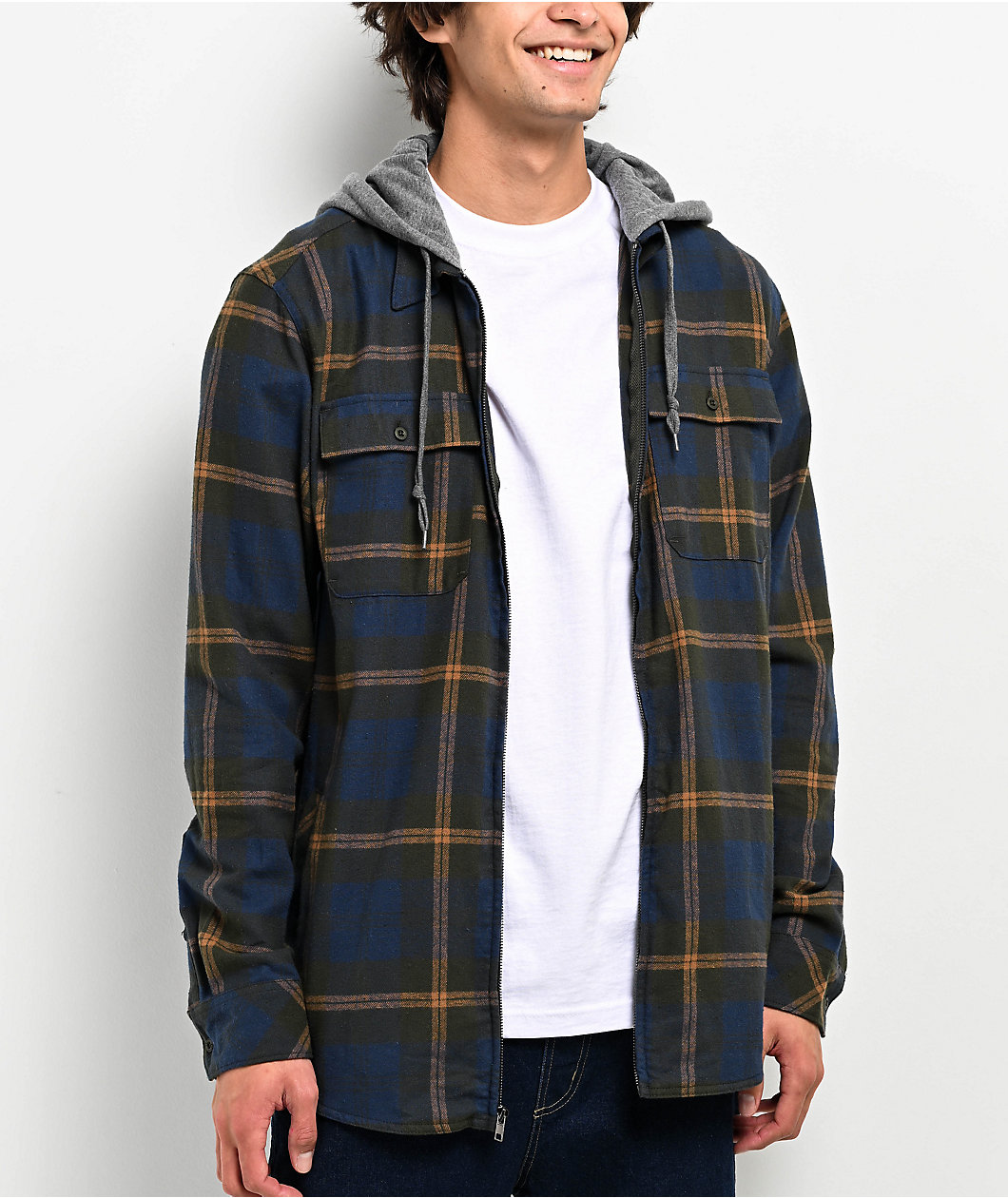 Empyre Chancer Blue & Yellow Hooded Flannel Shirt