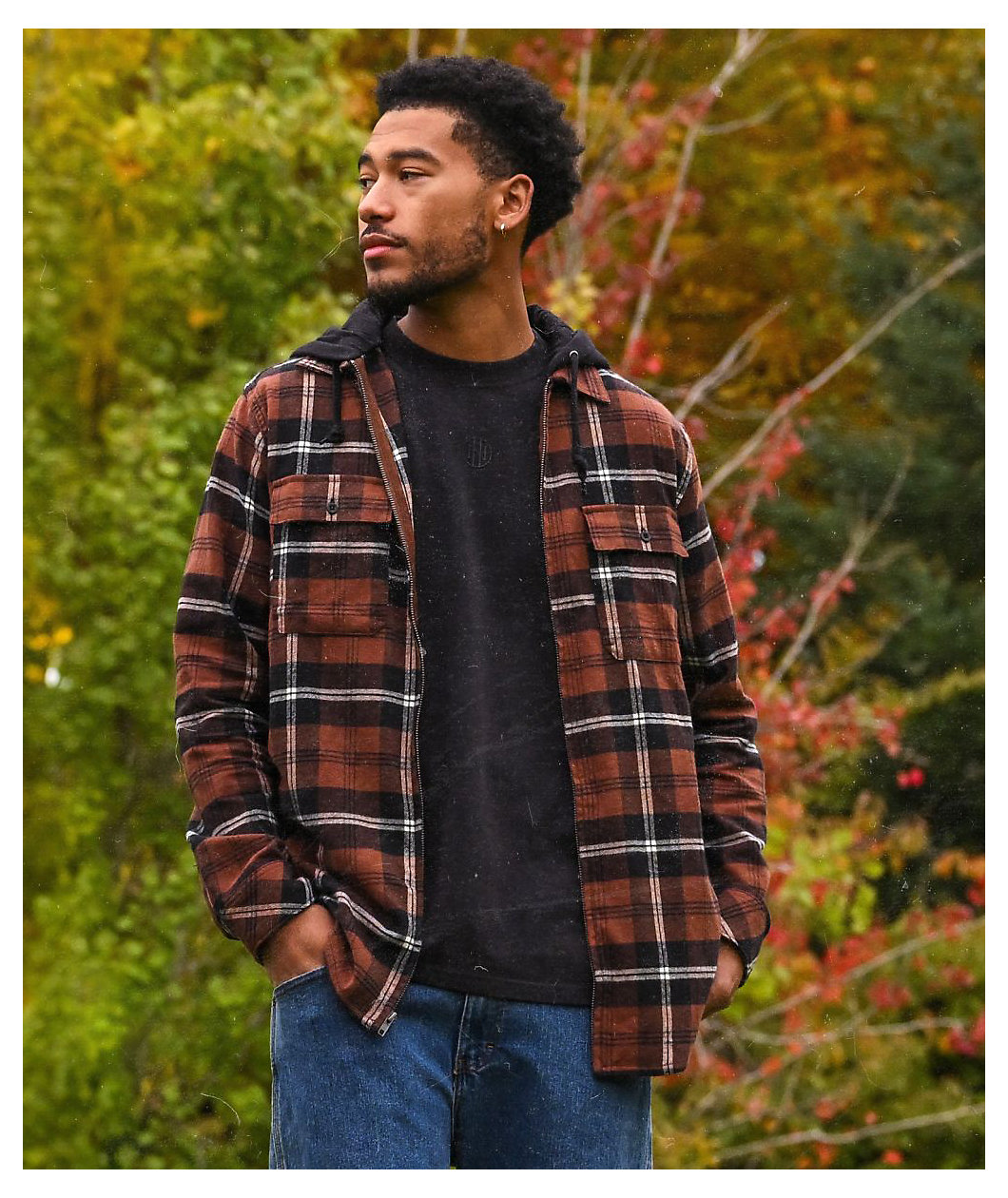 Empyre Chancer Brown Hooded Flannel Shirt 