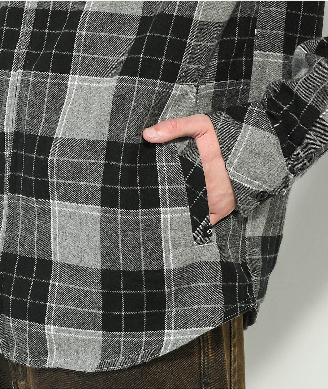 Empyre Chancer Grey & Black Hooded Flannel Shirt