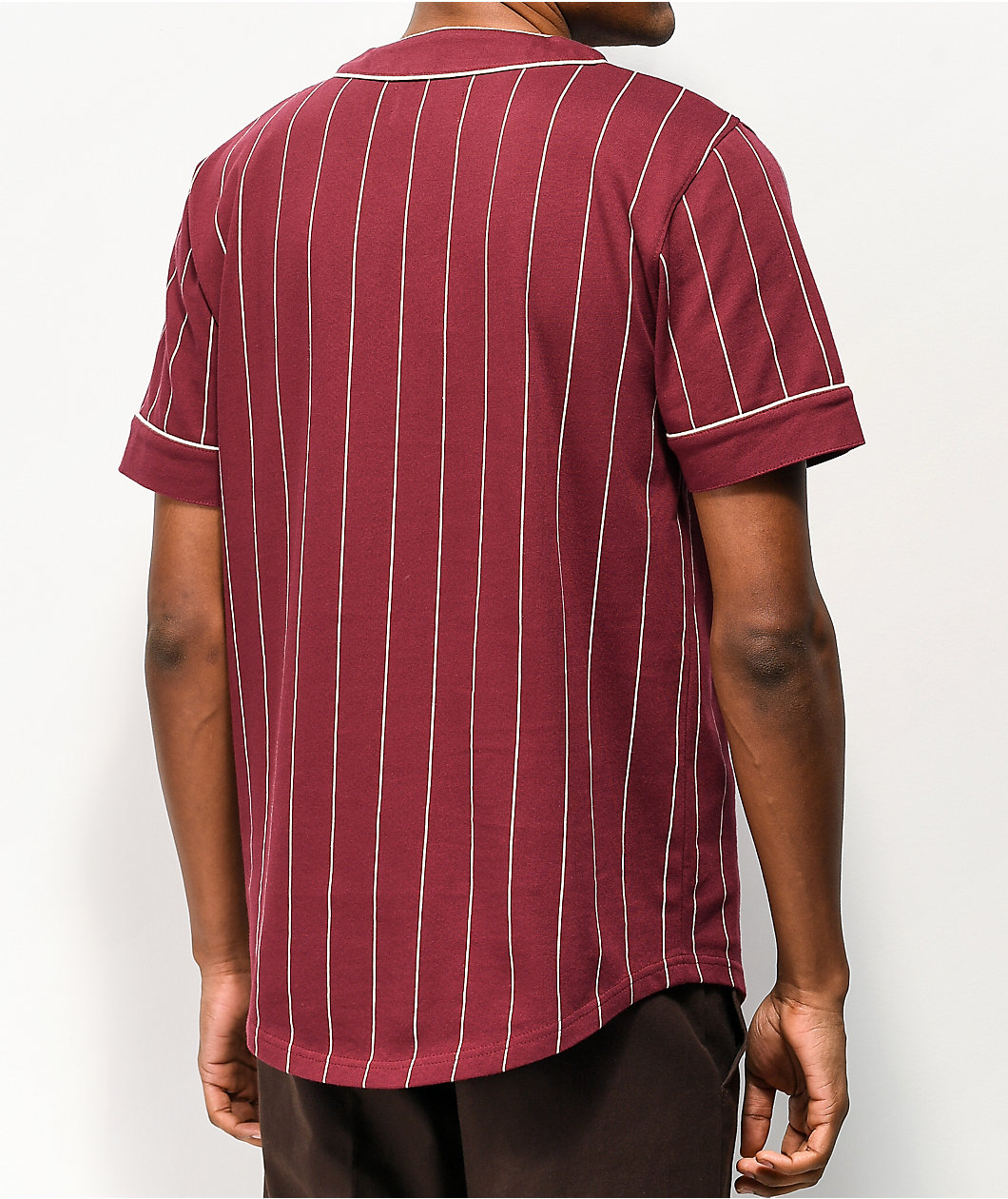 Empyre Chuck Maroon & White Pinstripe Baseball Jersey