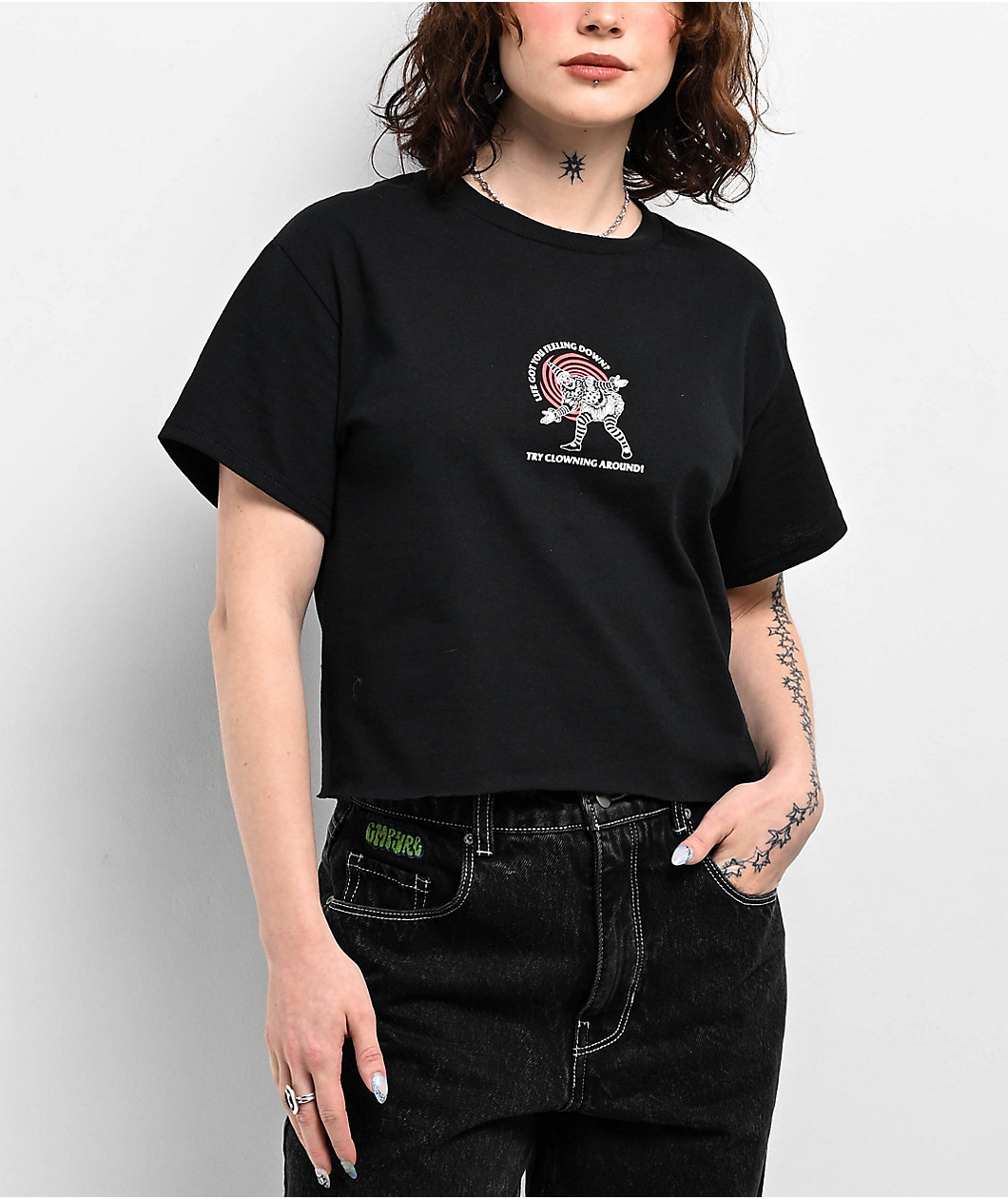 Empyre Clownin Around Black Crop T-Shirt