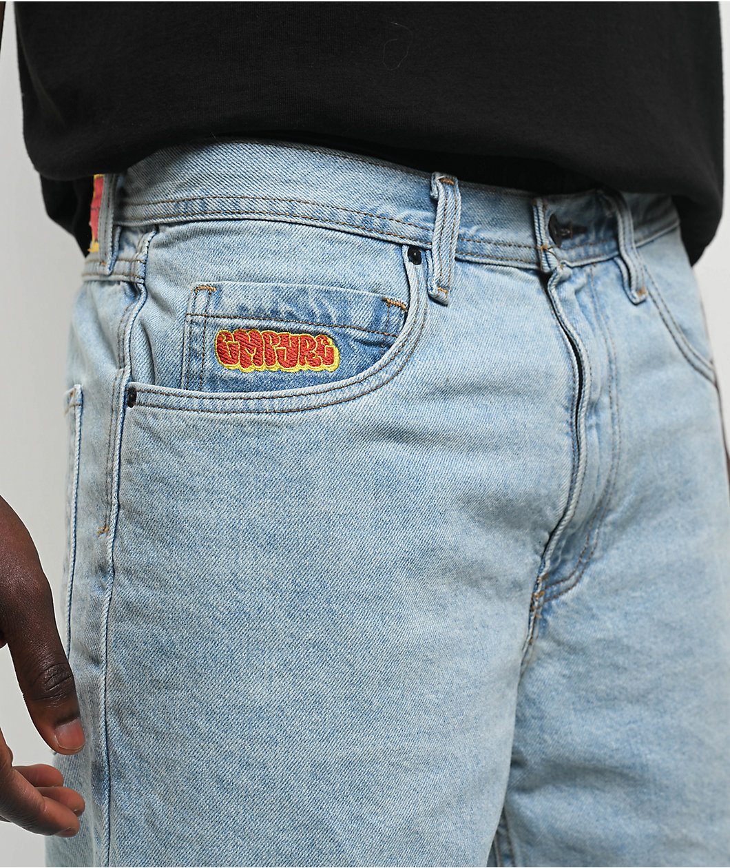 Empyre Colby Loose Fit Light Blue Denim Skate Shorts