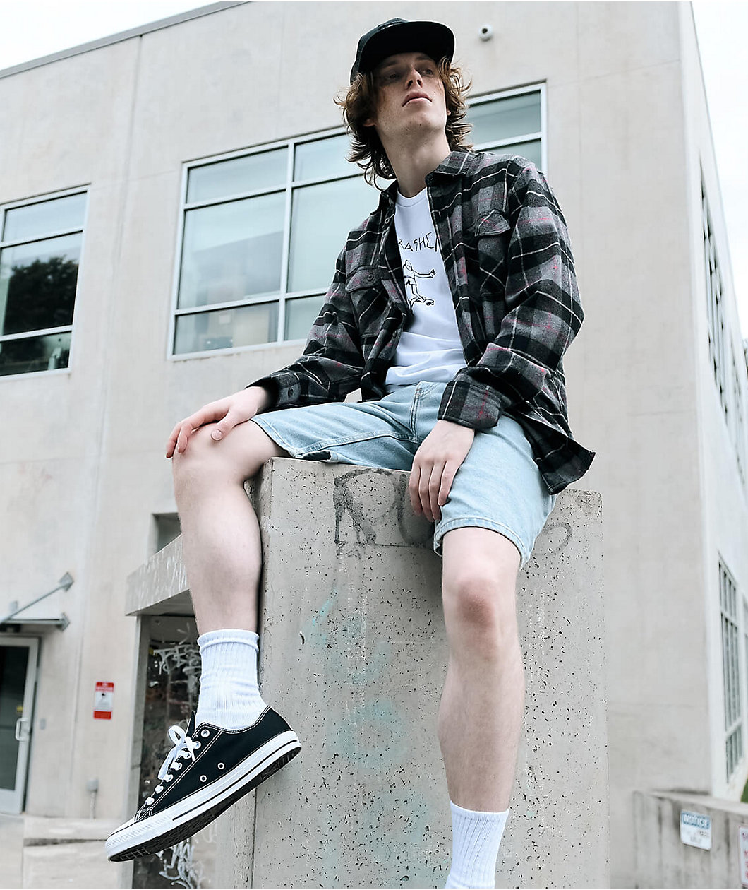 Empyre Colby Loose Fit Light Blue Denim Skate Shorts
