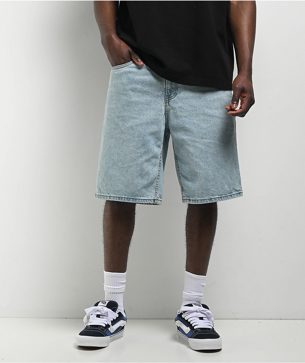 Empyre Colby Loose Fit Light Blue Denim Skate Shorts