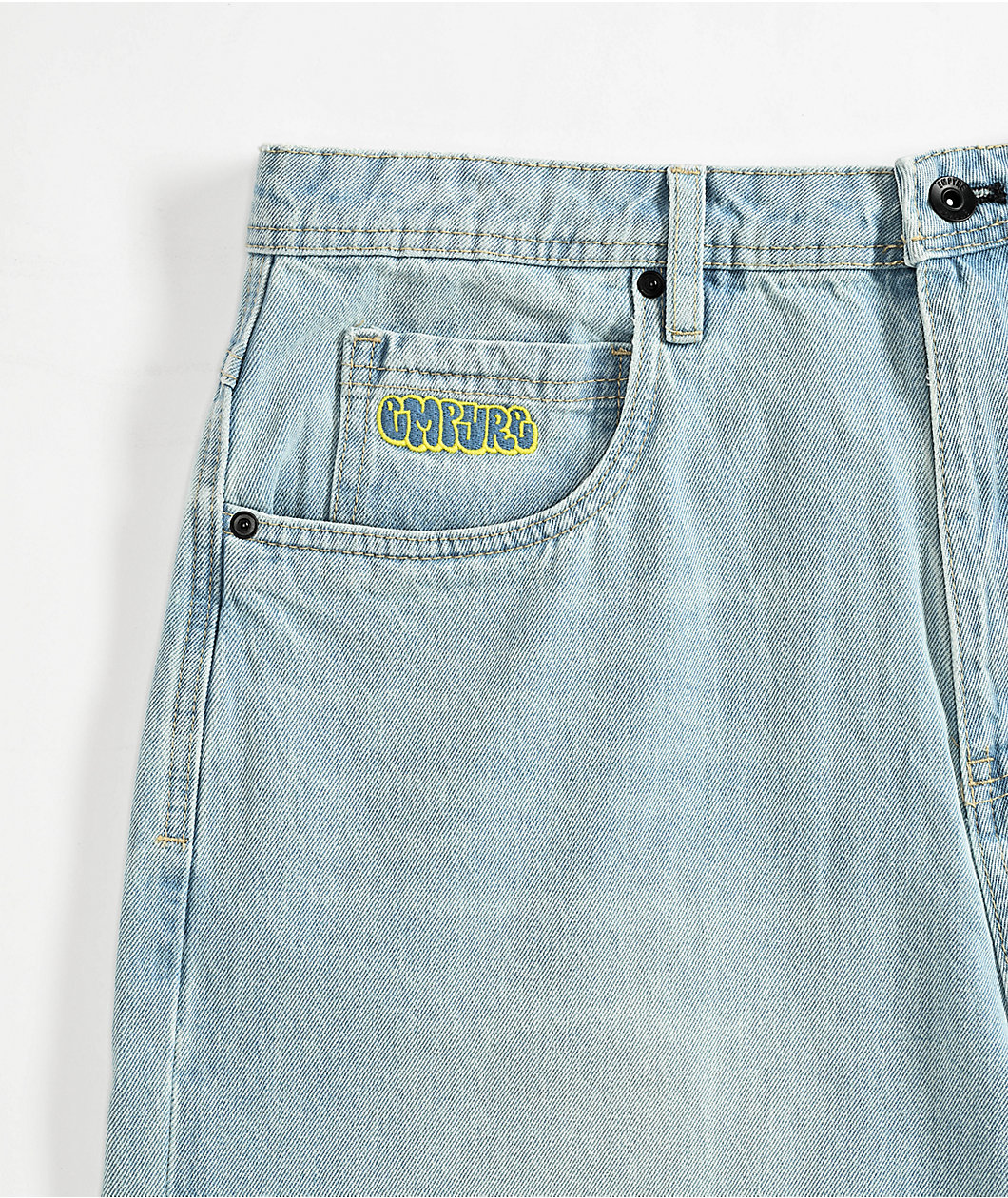 Empyre Colby Ultra Wide Blue Wash Denim Skate Shorts