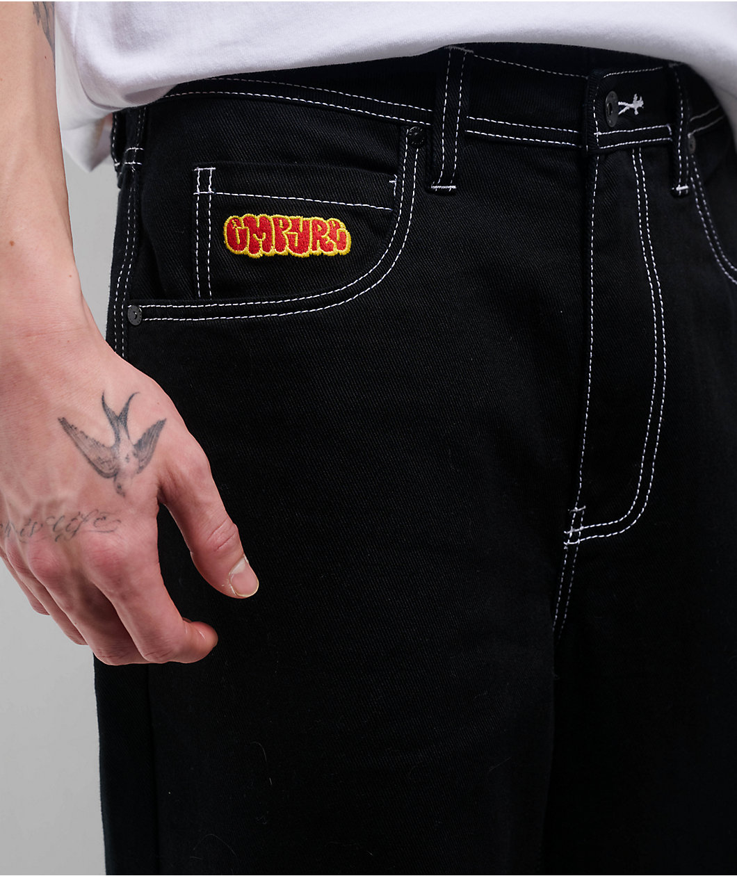 Empyre Contrast Black Loose Fit Skate Jeans