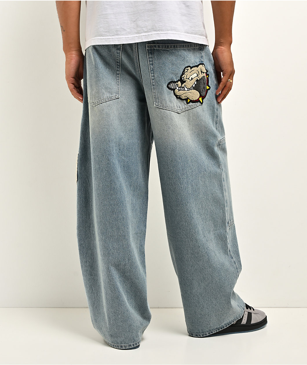 Empyre Double Knee Chenille Blue Wash Ultra Wide Jeans