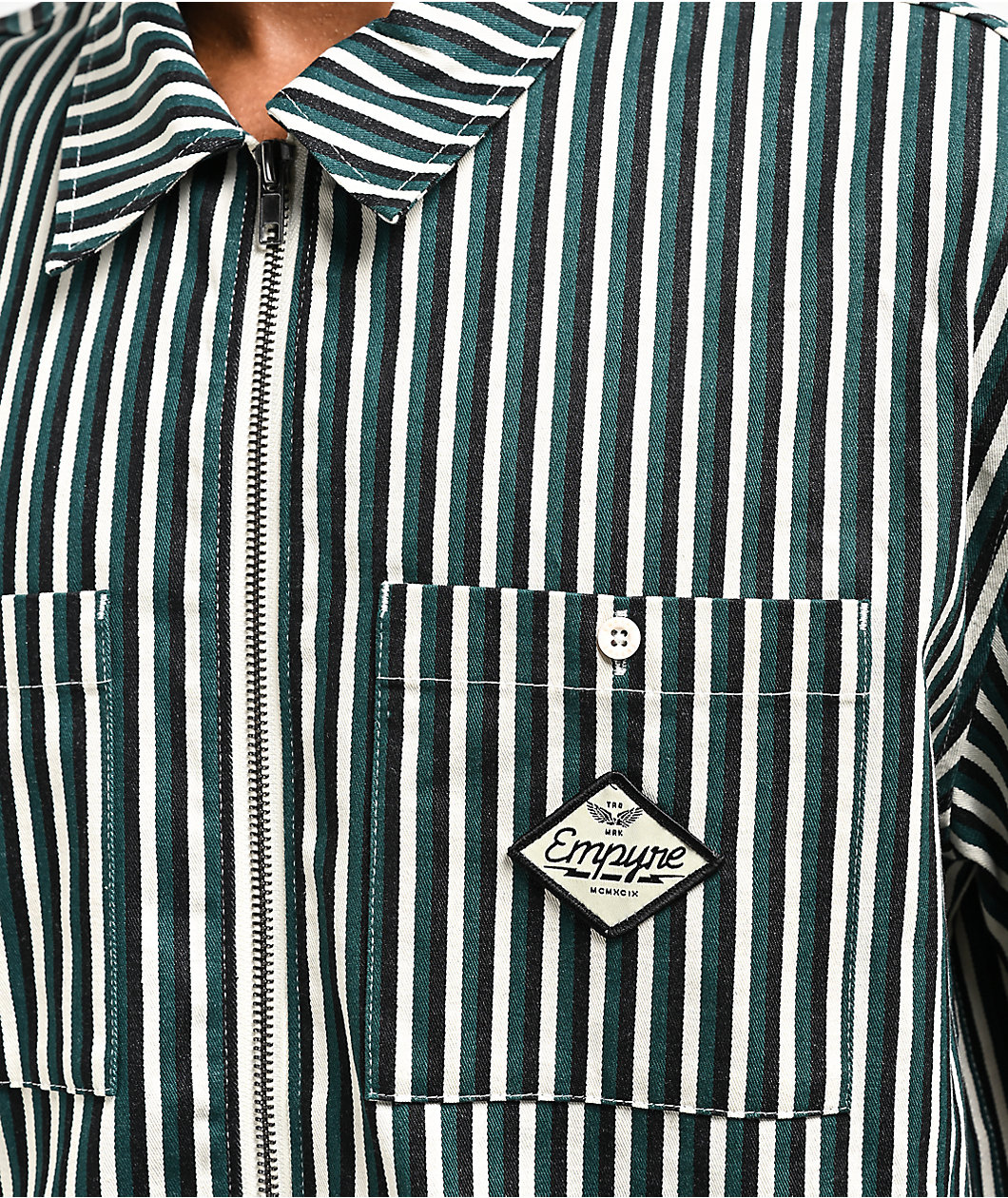 Empyre Eagle Glen Green & Black Striped Short Sleeve Shirt