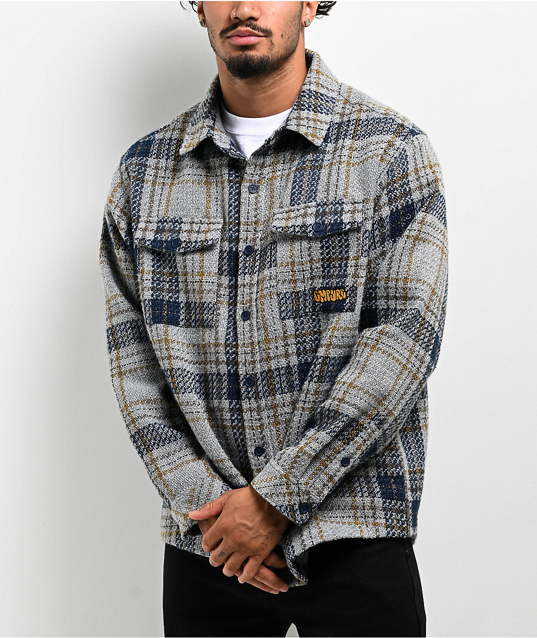 Empyre Eddy Navy & Grey Flannel Shirt