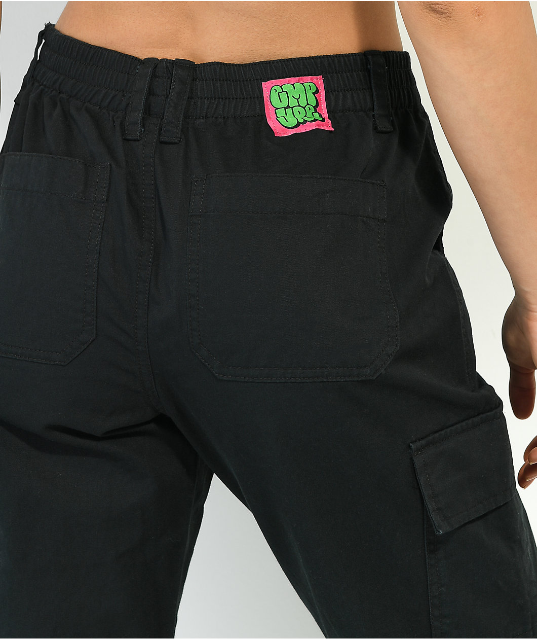 Empyre Emory Elastic Waist Black Cargo Jogger Pants