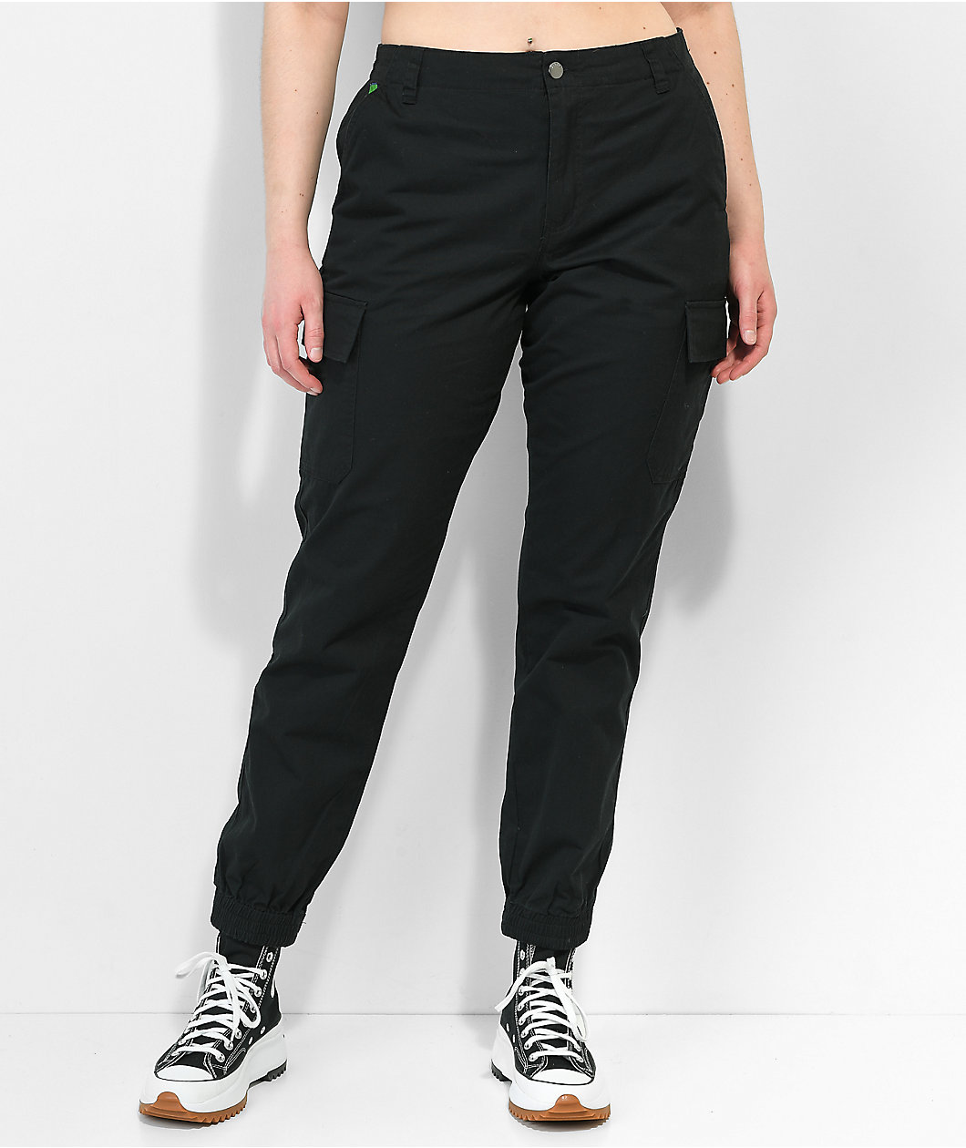 Empyre Emory Elastic Waist Black Cargo Jogger Pants